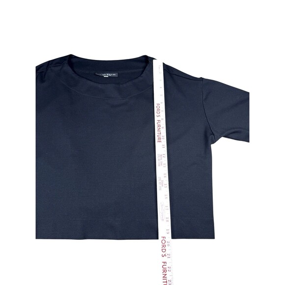 Bryn Walker Black Ponte Knit Back Button Boat Neck Tunic Top XXS Quiet Luxury - Picture 7 of 10